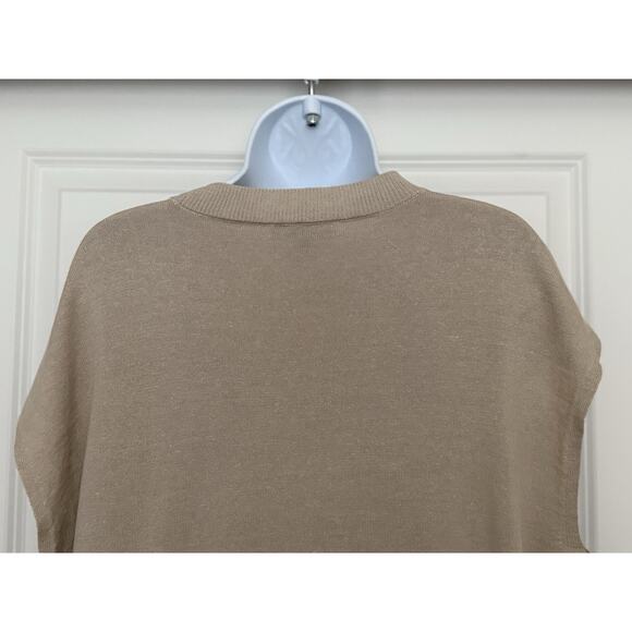 ANN TAYLOR Linen Blend Cap-Sleeve Crew Neck Pullover Beige NWT Sweater Size XL - Picture 5 of 11